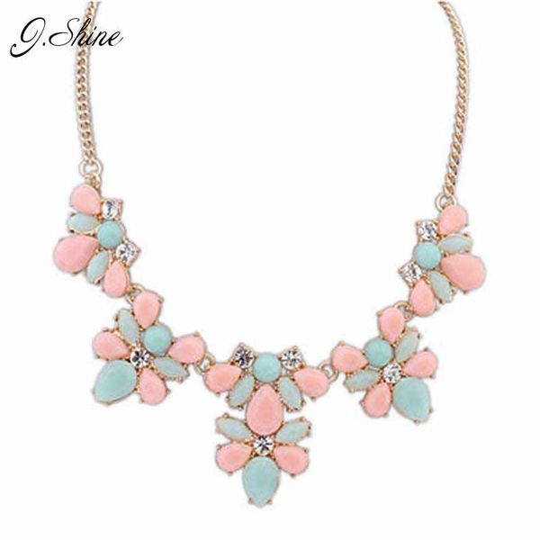 

fashion new gold color elegant flower crystal choker necklace women statement necklaces & pendants gift collier n0301, Silver