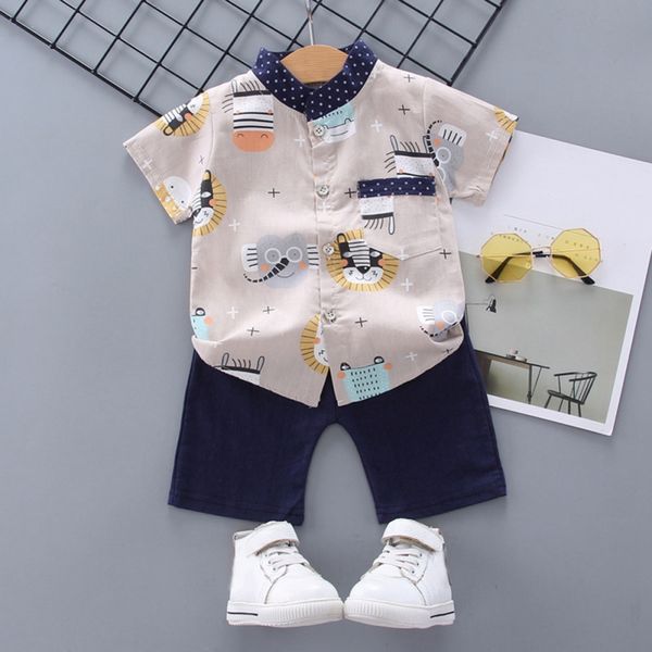 

baby boy дети повседневный комбинезон комплект лета малышей одежды набор gentleman печати рубашка + брюки комплект 2pcs, White