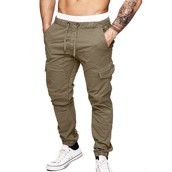 

pants men sweatpants fashion men's sport pure color bandage casual loose sweatpants drawstring pant pantalones hombre, Black
