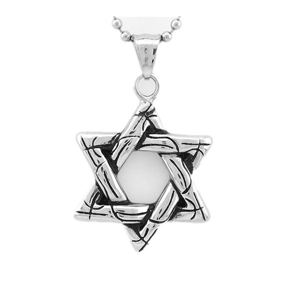 

vintage casting hexagram shape pendant necklace with chain - silver