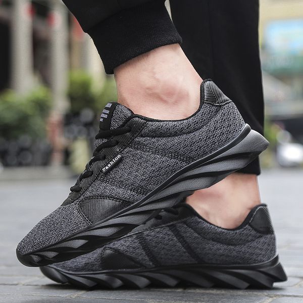 

leader show men's fashion shoes light breathable soft bottom casual shoes outdoor men casual zapatillas, Black