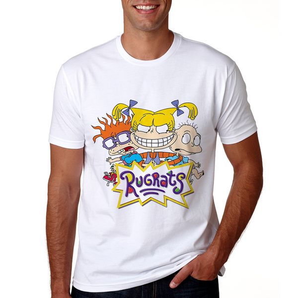 

new cartoon rugrats men t-shirt summer short sleeve print rugrats tshirt casual cool t-shirt male tees, White;black