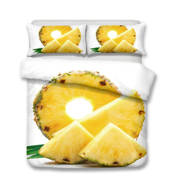 

3d pineapple bedding set children cute cartoon character printed duvet cover set bed twin full  king size