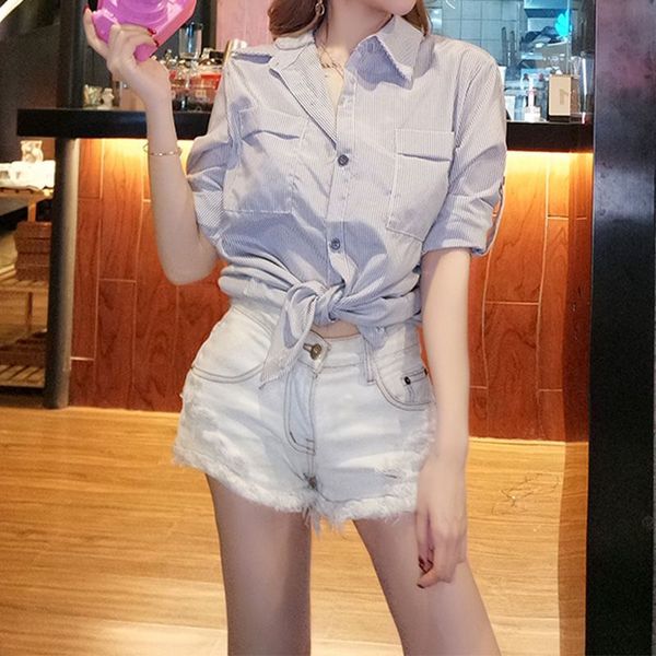 

2019 autumn casual ladies blouses women striped blouse shirt female loose blusas, White