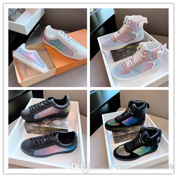 

2019 luxembourg luxury designer men women sneaker casual shoes low high paris brand monogram colorful shoe walking platform shoes size 38-44, Black
