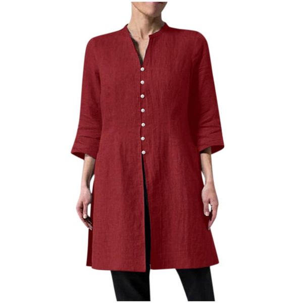 

womens and blouses spring plus size feminino retro rund hals feste casual lose lange spitze women clothing, White