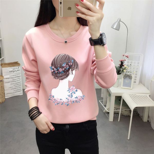 

2020 new letter print pocket warm thicken pullover hip hop loose pure color women sweatshirt white, Black