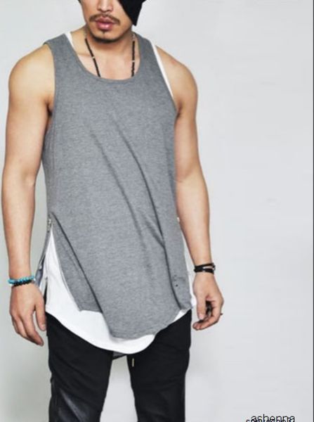 

mens designer t shirt men solid color hem zipper personality vest t shirtt9y2h, White;black