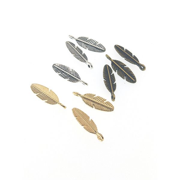 

20pcs 21*6mm kc gold/antique silver/bronze feather & tree leaf charms necklace bracelet pendants diy jewelry material findings, Bronze;silver