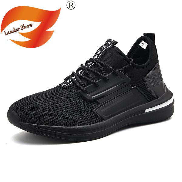 

leader show casual shoes for men fashion shoes breathable lace-up outdoor men sneakers high quatily casual zapatillas, Black