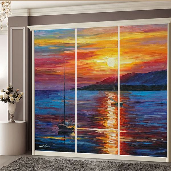 

custom size static cling window film oil painting style removable decorative foil for home office restaurant store 70cmx100cm other home dec