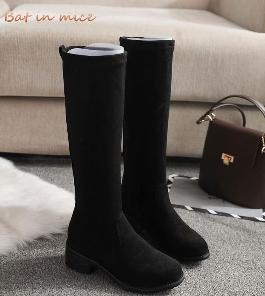 

slim boots wild the knee high women snow boots fashion mid heel winter thigh high ladies snow shoes plus size 35-40 g496, Black