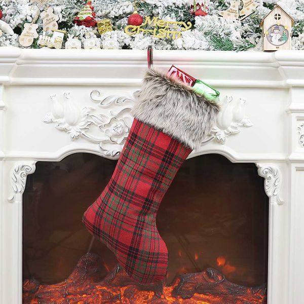 

christmas xmas tree hanging party tree decor santa stocking sock gift candy bags lovely gift bag for children fireplace #45