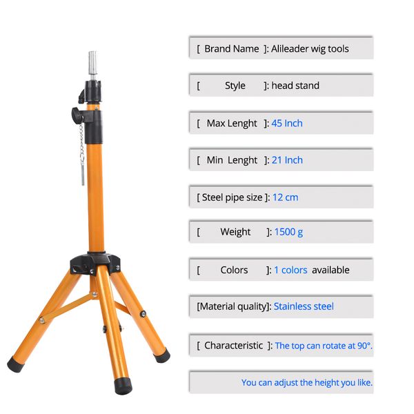 

alileader adjustable wig stand tripod with head stainless clamp for training head mannequin with tripod high