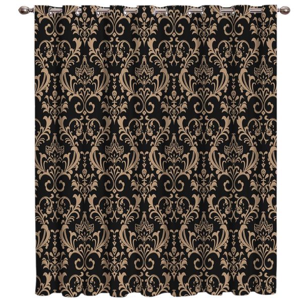 

black classic floral pattern window treatments curtains valance window curtains dark blinds living room blackout bedroom