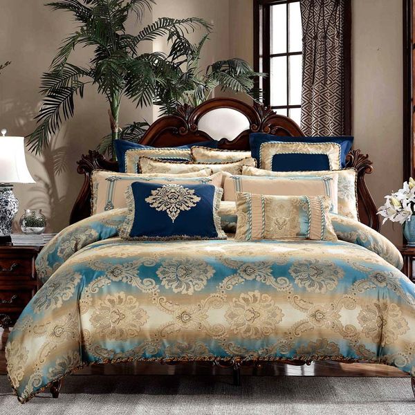 

luxury embroider jacquard 100% cotton bedding sets  king size bed set duvet cover sheet pillowcase 4/6/8/9pcs bedcloth