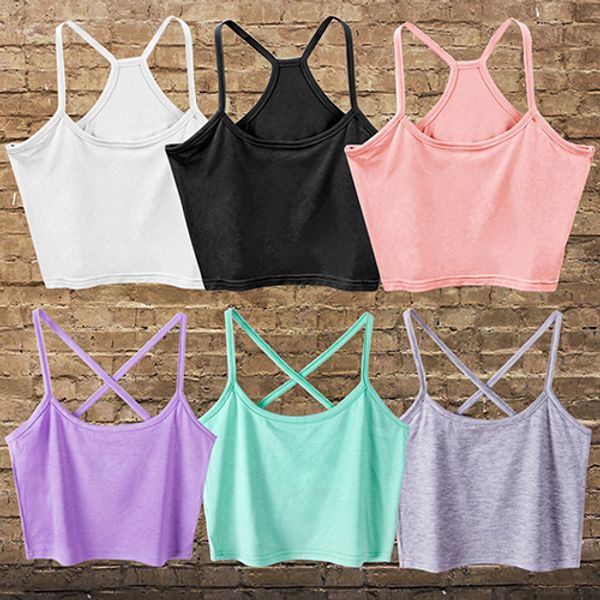 

women's modal tank cami sleeveless t-shirt summer vest crop blouse, White