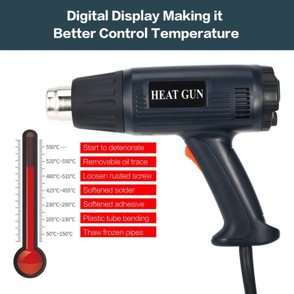 

air gun thermoregulator heat guns 987 2000w lcd display industrial electric shrink wrapping thermal power tool