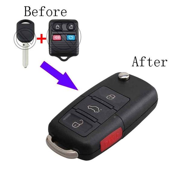 

3+1buttons modified folding flip complete remote key for ford cwtwb1u345 cwtwb1u331 key keyless entry 433/315mhz id63chip