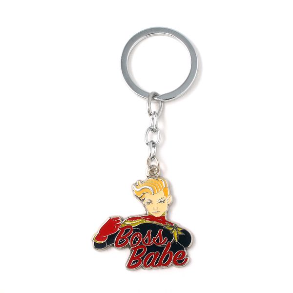 

carol danver boss babe keychain for men women the endgame shield metal keyring car bag accessories, Silver