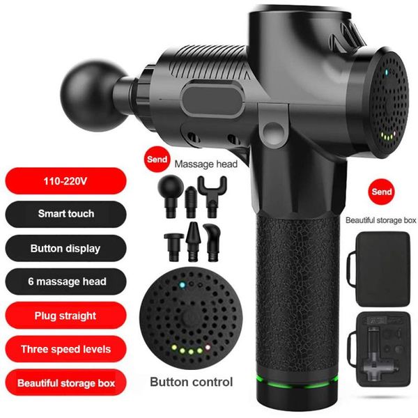 

1200-3300r/min therapy massage guns muscle massager pain sport massage machine relax body slimming relief 6 heads with bag