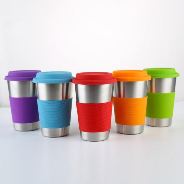 

stainless steel cup single-layer beer cups coffee mug with food grade silicone lids without straw h015