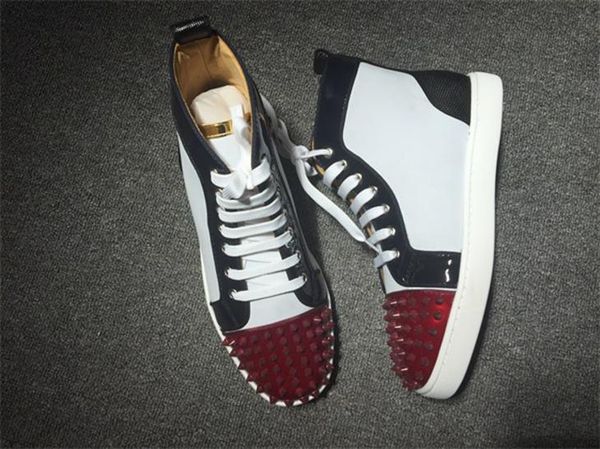 

2019 red bottom sneakers collection spikes orlato luxury designer patent leather high cut spikes sneakers colorful spikes mens & women, Black