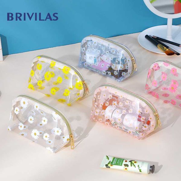 

brivilas flowers transparent cosmetic bag women pvc travel storage make up bags waterproof portable cosmetic bag fashion girl