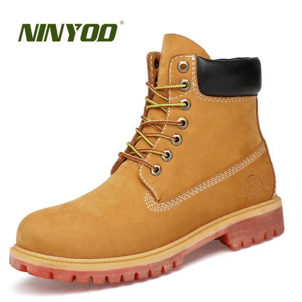 

ninyoo new men's winter boots genuine leather 100%wool boots ankle professional waterproof working yellow snow plus size47, Black
