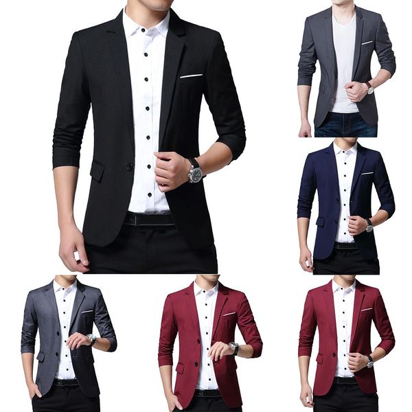 

men solid color one/two button blazer long sleeve suit jacketÂ coat, White;black