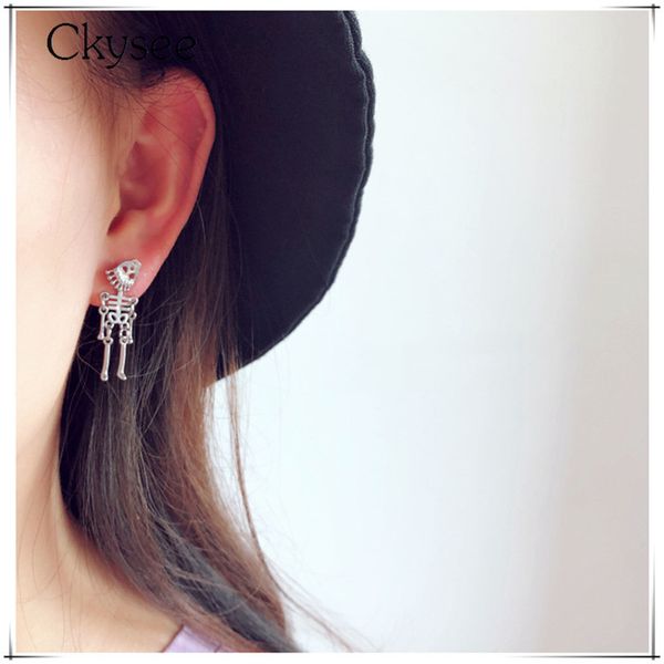 

заявление личности скелет серьги стержня из нержавеющей стали золото хэллоуин серьги черепа для женщин человек партия ювелирные изделия, Golden;silver