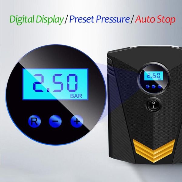 

portable 150psi car tire inflator digital display air compressor pump with led light dc12v car pump motorcycle