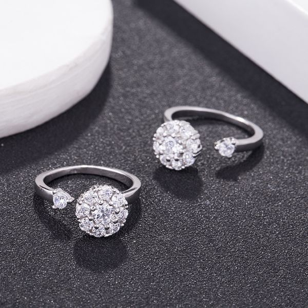 

2020s925 sterling silver tiktok rotating ring micro-set opening adjustable ring rotating snowflake windmill celebrity inspired ring female