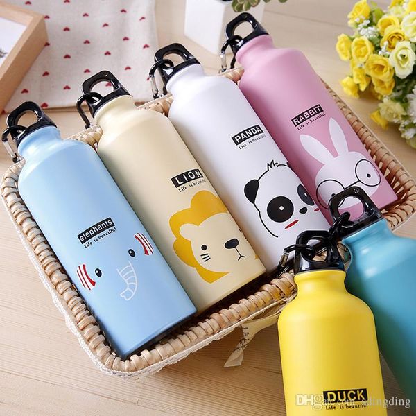 

sports bottle cup food grade cartoon animal sports cups portable lightweight outdoor hiking mugs with lid dh0075