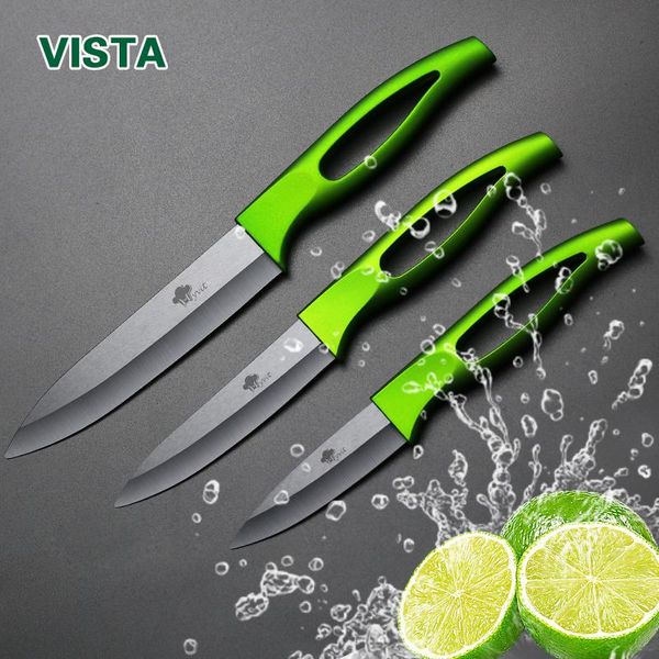 

высокое качество керамических ножей cooking set 3 \ «4 \» 5 \ "дюймовый черный клинок зеленый ручка кожура фрукты кулинария кухонные ножи