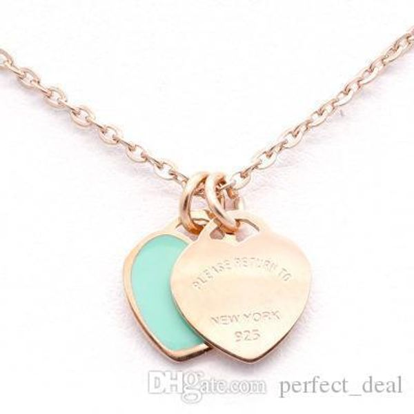 

classic minimalism designer necklace double color heart women necklaces luxury 925 sterling silver jewelry hot