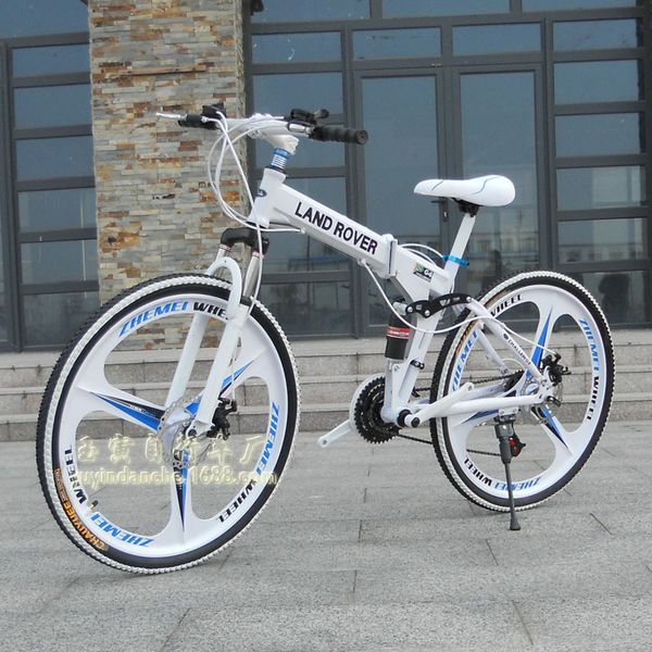

26-inch mountain bike double disc brake shock absorption foldable student variable speed bike one-wheel male and female bicycle