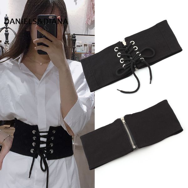 

new elegant vintage women ladies soft pu leather wrap around tie belts corset cinch waist wide waistband elasticated dress belt, Black;brown