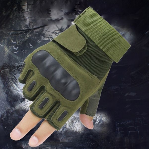

hard tactical gloves half knuckle finger army men fighter paintball duty-fingerless, Black