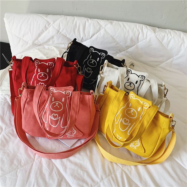 

korean-style shoulder bag 2019 summer new style casual embroidered bear cloth bag children nursing accessories shoulder