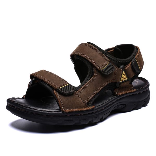 

big size 38-48 men's sandals genuine leather men sandals casual for men fashion man men's summer shoes, Black