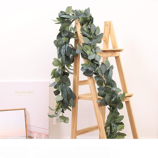 

artificial eucalyptus vines wall decor fake silk eucalyptus rattan greenery ivy wreath wedding decoration artificial plants