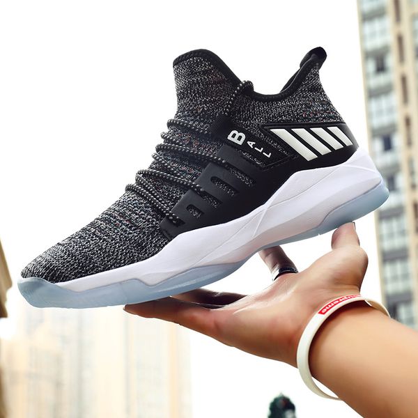 

plus size 39-46 men sneakers casual basketball comfortable breathable training lightweight fashion shoes men #abf2, Black