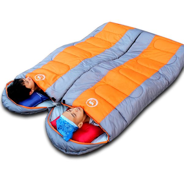 

1.6kgs outdoor camping sleeping bag envelope pattern with cap thick filling cotton light easy carry keep warm sleeping bag