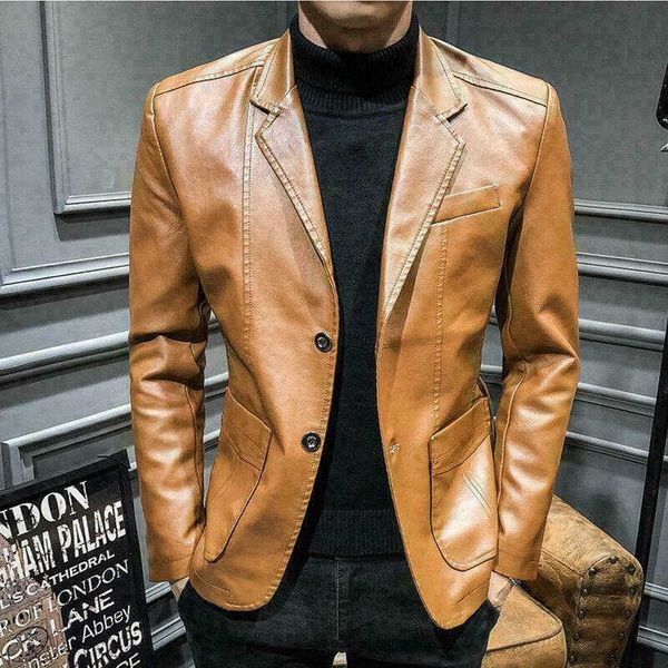 

coat wedding dress leather casual fit jacket slim business formal men's blazer, Black