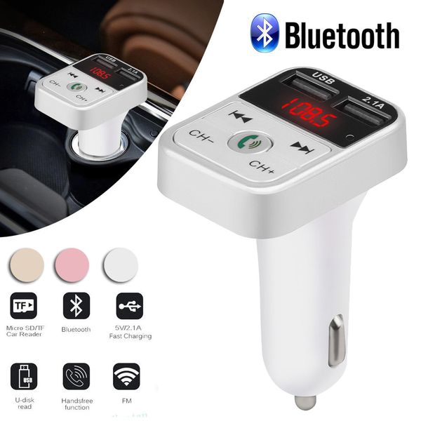 Trasmettitore FM wireless Bluetooth B2 Caricatore per auto USB Mini lettore MP3 Supporto per kit per auto Scheda TF Auricolare vivavoce per telefono cellulare