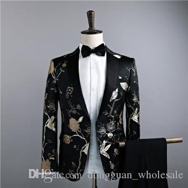 

jackets+pants men's luxury suits groom groomsman dress business suit pants wedding men summer slim fit prom mens black in stock suits 2, White;black