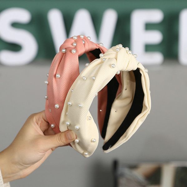 

korean headband pearl hoofdband parel camo elastic hair band alice band cerchietto aliceband headdress hair supplies kvpir, Black;brown