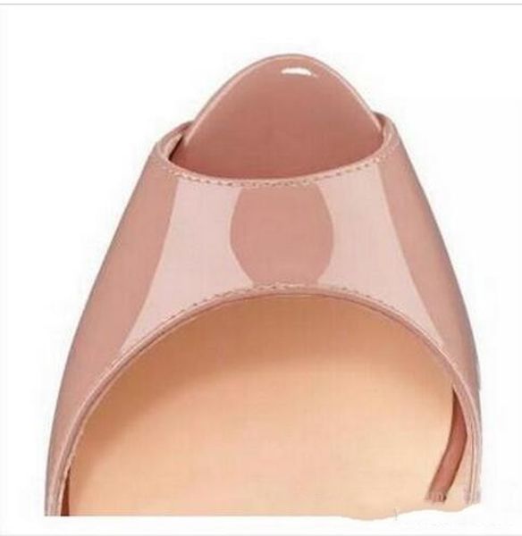 

brand red bottom platform shoe patent leather peep toe high heel wedding bridal shoe dress sandals size 35-44, Black