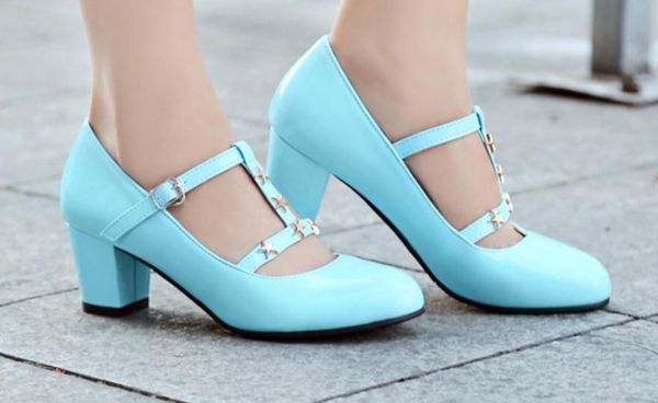 

2018 women's shoes in spring and autumn with new style middle heel coarse heel round head @81, Black
